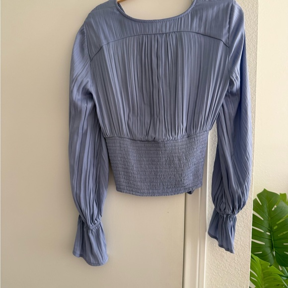 Anthropologie Silky Boho Bohemian Flowy Elegant Blue Women's Top - Picture 4 of 11